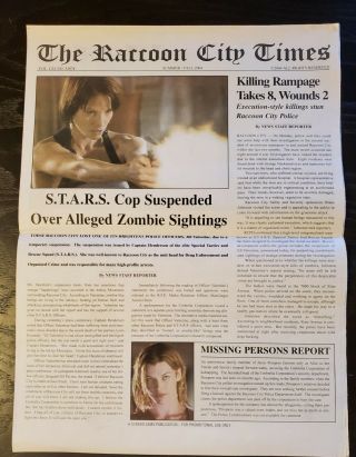 ×3 2004 Resident Evil Apocalypse promo newspaper RACCOON CITY Times 2