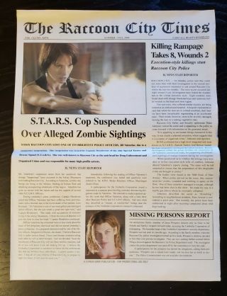 ×3 2004 Resident Evil Apocalypse promo newspaper RACCOON CITY Times 3