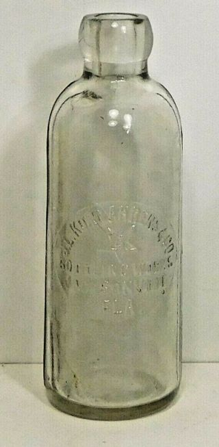 C1900 Htf Clear Hutch Soda Bottle - J.  L.  Kornahrens Star Jacksonville,  Fla.