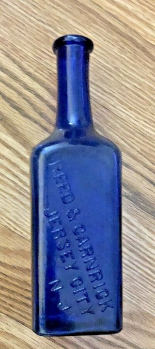 1900s Peptenzyme Reed And Carnrick Medicine Bottle Colbalt Blue Jersey City 8.  5 "