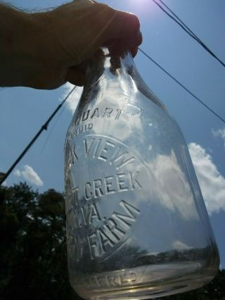 Shortcrick W.  Va.  Rock View dairy farm quart milk bottle west Virginia 3