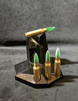Smallville Kryptonite Bullet Set On Stand.  5 Piece,  3d Printed And Painted Set