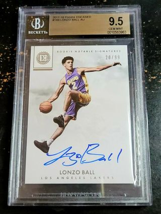 Lonzo Ball 2017 - 18 Encased Rookie Notable Signatures /99 Bgs 9.  5/10 Auto Rc