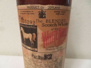 Vtg White Horse Cellar Distillers Blended Scotch Whisky Brown Bottle Spring Cap 3