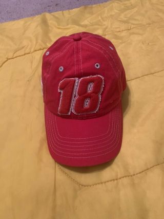 Kyle Busch 18 Red Joe Gibbs Racing Team Adjustable Cap Hat