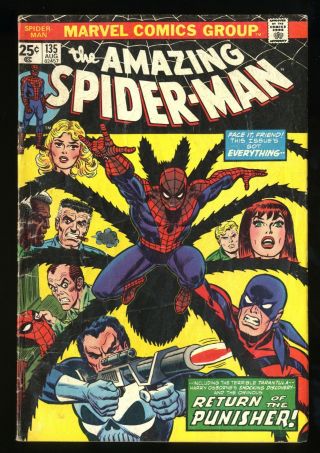 Spider - Man 135 Vg - 3.  5 2nd Punisher Marvel Comics Spiderman