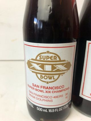 2 - 1984 SAN FRANCISCO 49ERS BOWL XIX COCA COLA COKE 7 - 11 BOTTLE 2