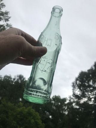Vintage Embossed Deco Center Texas Big Chief Indian Image Soda Bottle