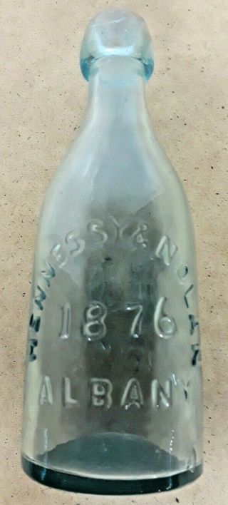 Hennessy & Nolan 1876 Albany Soda Blob Top Bottle With A Patent Trademark