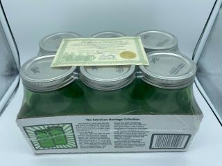 Ball Green Quart Mason Jars/lids 6 - Count (cert.  Of Authenticity,  24th Set Made)