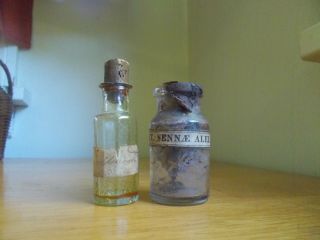 Crude 1860 Civil War Era Medicine Bottles 1 Pontil Goldenrod 1 Ext.  Senna