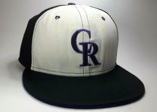 Colorado Rockies Mlb Fitted Hat Cap Purple Black 59fifty Size 7 - 1/2 Rn11493