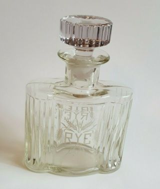 Vintage Heavy Glass Liquor Decanter Alcohol Barware Rye Whiskey Bottle 3