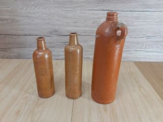 Antique German Stoneware - Gin Bottles / Flasks