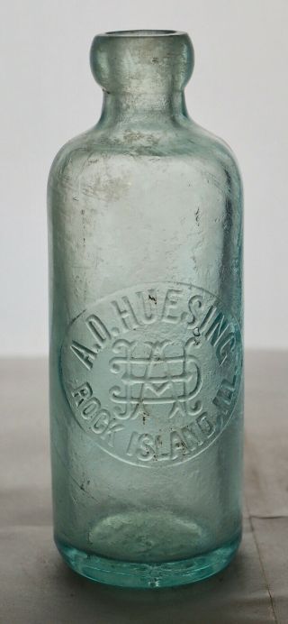 Old Hutch Hutchinson Soda Bottle – A.  D.  Huesing Rock Island Il - Il0983