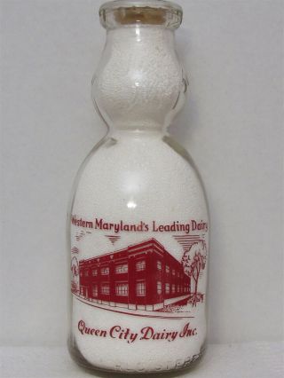 Trpqct Milk Bottle Queen City Dairy Inc Cumberland Md Allegany Co Cream Top 1944