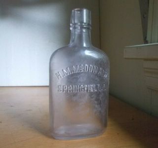 Springfield,  Ohio H.  M.  Mcdonald 1912 Pre Pro 1/2 Pint Whiskey Flask Fairly Scarce