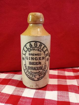 Lee & Green Ginger Stoneware Beer Crock Syracuse Pottery 19th Century Bottle