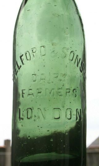1910s dark green WELFORD DAIRY FARMERS LONDON sterilized milk bottle flower vase 2