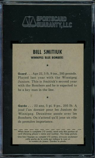 1956 Shredded Wheat CFL Football 7C Bill Smitiuk SGC 7 2