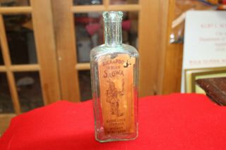 1882 Healy Bigalow Kickapoo Indian Sagwa Blood Liver Stomach Kidney Aqua Bottle