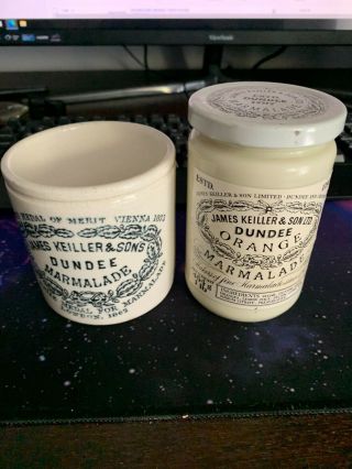 Vintage James Keiller And Sons Dundee Marmalade Printed Pot Plus 1 Other