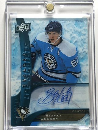 2009 - 10 Upper Deck Trilogy Sidney Crosby Ice Scripts On Card Auto Pittsburgh