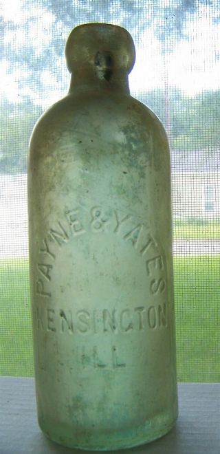 Kensington Illinois Emboss Payne Yates Hutchinson Soda Bottle Hutch Il 0752 Rare