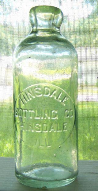 Hinsdale Illinois Emb Slug Plate Hutchinson Blob Top Soda Bottle Hutch Il 0704