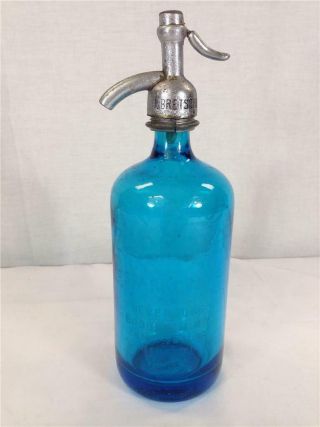 Vintage Zarrillo Sparking Beverages Blue Seltzer Bottle 26 Fl Oz Brooklyn Ny