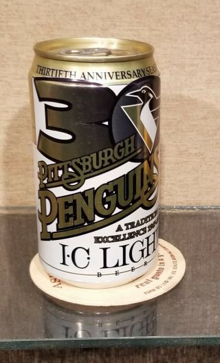 1967 - 1997 30th Pittsburgh Penguins Iron City Light Stay Tab Beer Can Nhl Hockey