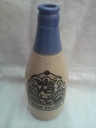 Blue Top Crown Cork Ginger Beer Mineral Soda Stoneware Bottle