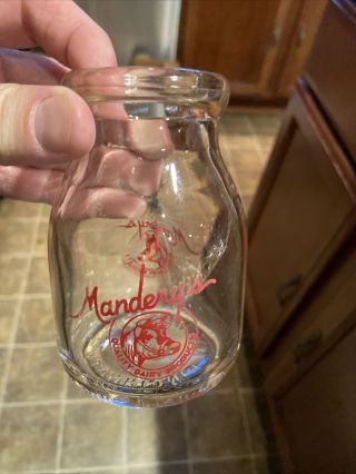 Rare Mandery’s Quality Dairy Acl Half Pint Milk Bottle Cincinnati Ohio Oh