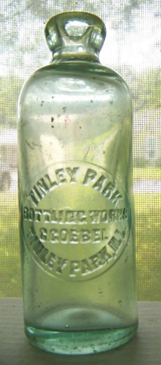 Tinley Park Illinois Goebel Emb Slug Plate Hutchinson Soda Bottle Hutch Il 1076