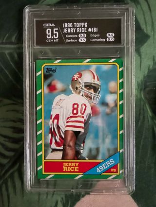 1986 Topps Jerry Rice Rc Rookie Card 161 Gba Gem 10 9.  5 49ers