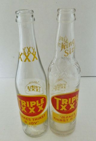 Two Triple Xxx Root Beer Soda Bottles 10 Oz King Size Make Thirst A Joy