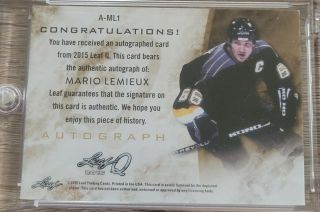 2015 Leaf Q Silver Mario Lemieux On Card Autograph Auto Pittsburgh Penguins 2