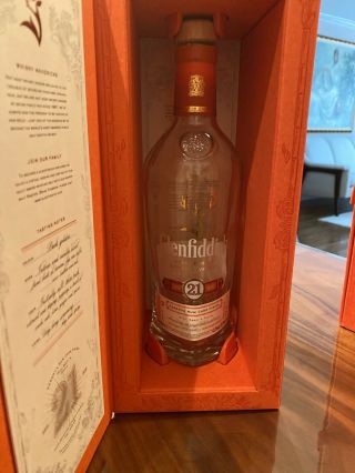 Glenfiddich 21 Years Single Malt Scotch Whisky Container And Bottle