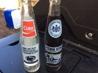 2 Penn State 1982 & 1986 NCAA National Champions Coke Bottles 2