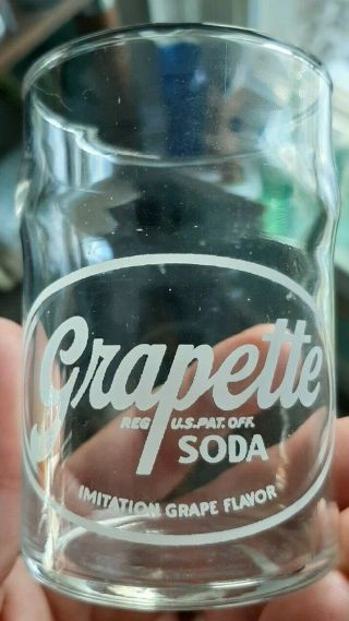 1950s Grapette Soda Fountain Glass Reg Pat Office Imitation Grape White Acl