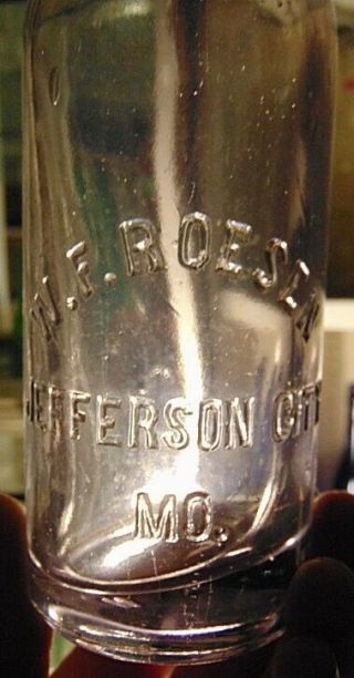 1910 Jefferson City Mo.  Roesen Soda Bottle Sun Purpled