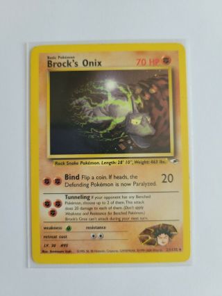 Brock’s Onix 21/132 Non - Holo Rare Gym Heroes Pokemon Nm