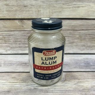 Vintage Lump Alum Astringent By Rexall Drug Company - 6 Oz.  Jar Almost Full