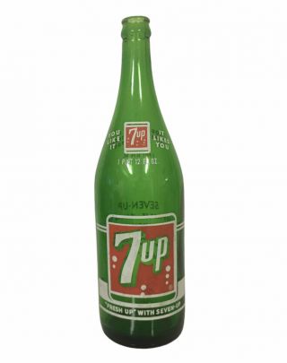 ⭐⭐⭐ 1965 Vintage 7 - Up Green Glass Soda Bottle,  1pint 12 Fl Oz ⭐⭐⭐