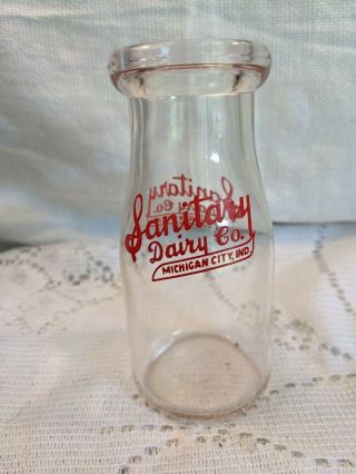 Vintage Sanitary Dairy Co Bottle Michigan City,  Indiana 5.  5 " Tall