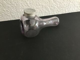 Vintage 1940s Glass Laundry Sprinkler Bottle Tinted Shaped W/handle Metal Cap Ec
