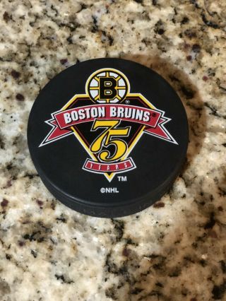 Boston Bruins 75th Anniversary Nhl Hockey Inglasco Souvenir Puck