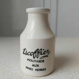 Vintage Stoneware French Mustard Pot - Escoffier Moutard Aux Fines Herbes
