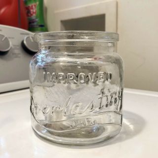 Scarce Wide Mouth Fruit Canning Jar Improved Everlasting Jar Pint 1910s