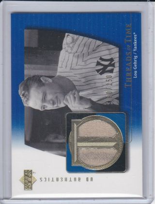 2003 Upper Deck Threads Of Time Game Jersey Lou Gehrig